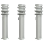 Lampade da Terra Esterni con Presa 3 pz Argento 60 cm Acciaio CFW6917455