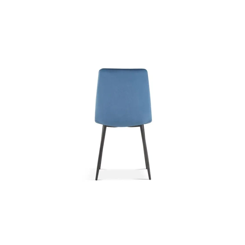 Sedia BRUCE – Velluto blu – Piedi in metallo nero – H86 x L45 x P55 cm