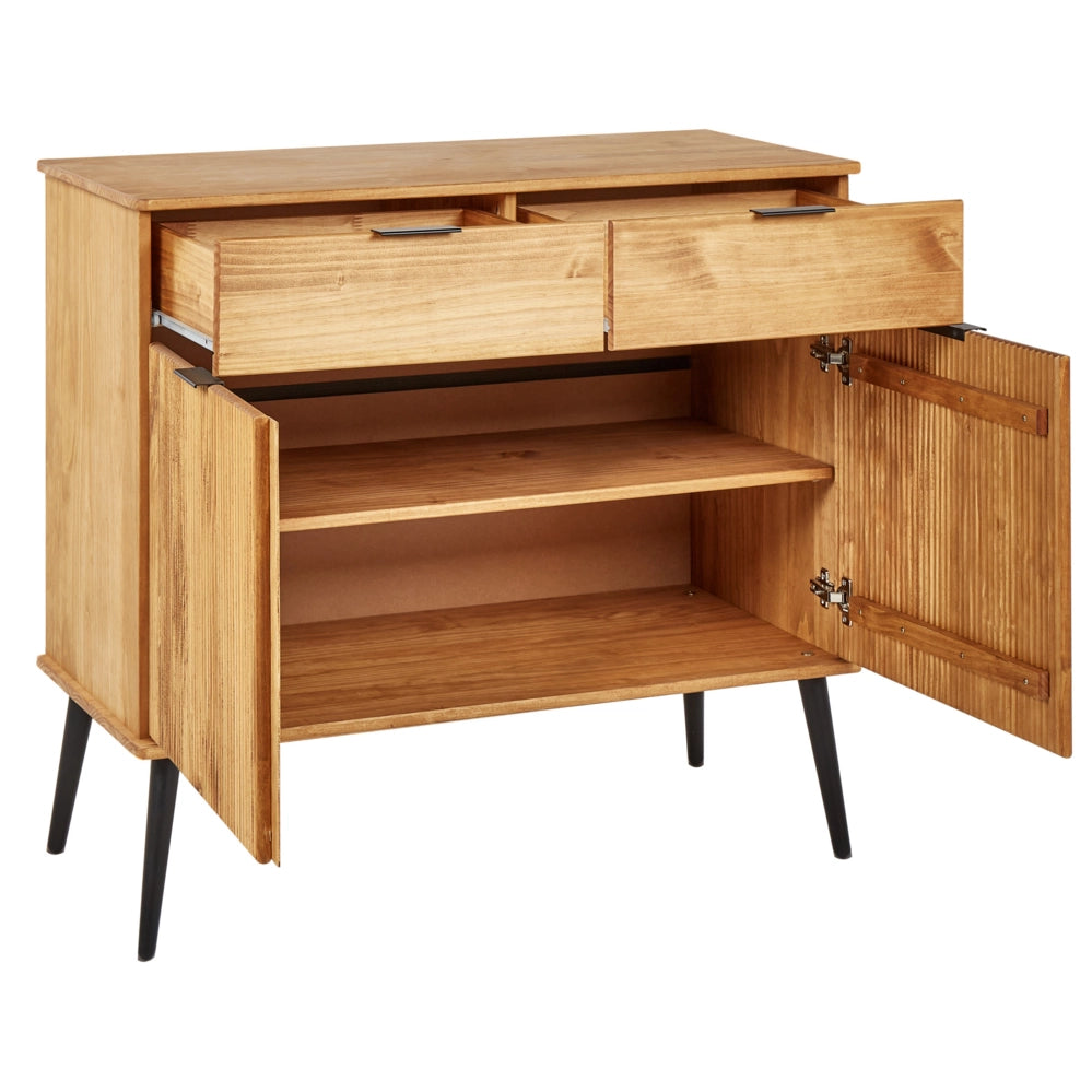 Credenza con 2 cassetti e 2 ante in legno chiaro in stile rustico classico