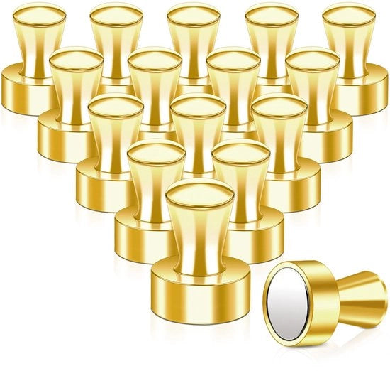 Magnetici forti, Magnetici Neodymium Extra forti 16 pezzi Mini magnetici per frigorifero, tabella magnetica, magneti cilindrici, bacheca, bacheca Magnetici piccoli per whiteboard Magnetici per frigorifero, gomma dorata