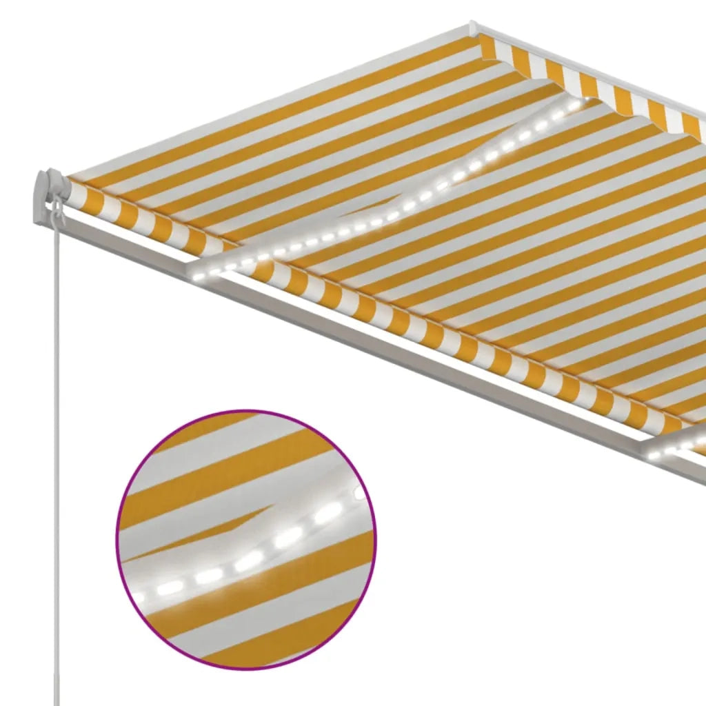 Tenda da Sole Retrattile Manuale LED-Tenda parasole per Patio 350x250 cm Gialla e Bianca 200742