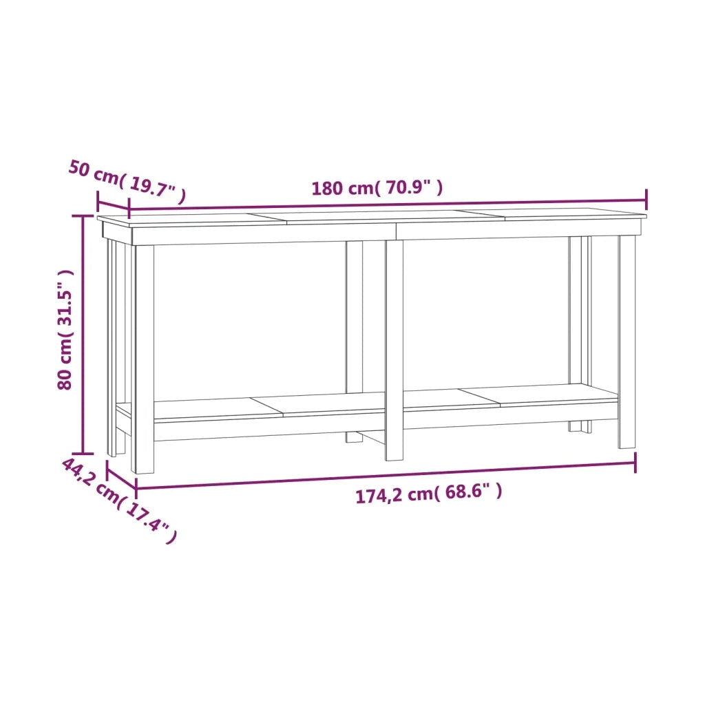 Banco da Lavoro Ambra 180x50x80 cm in Legno Massello di Pino CFW7789637