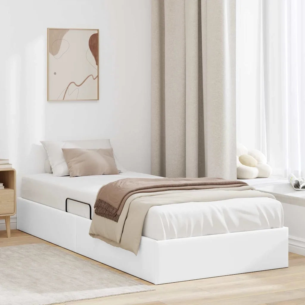 Letto con Contenitore Bianco Puro 100 x 190 cm Similpelle 3369969