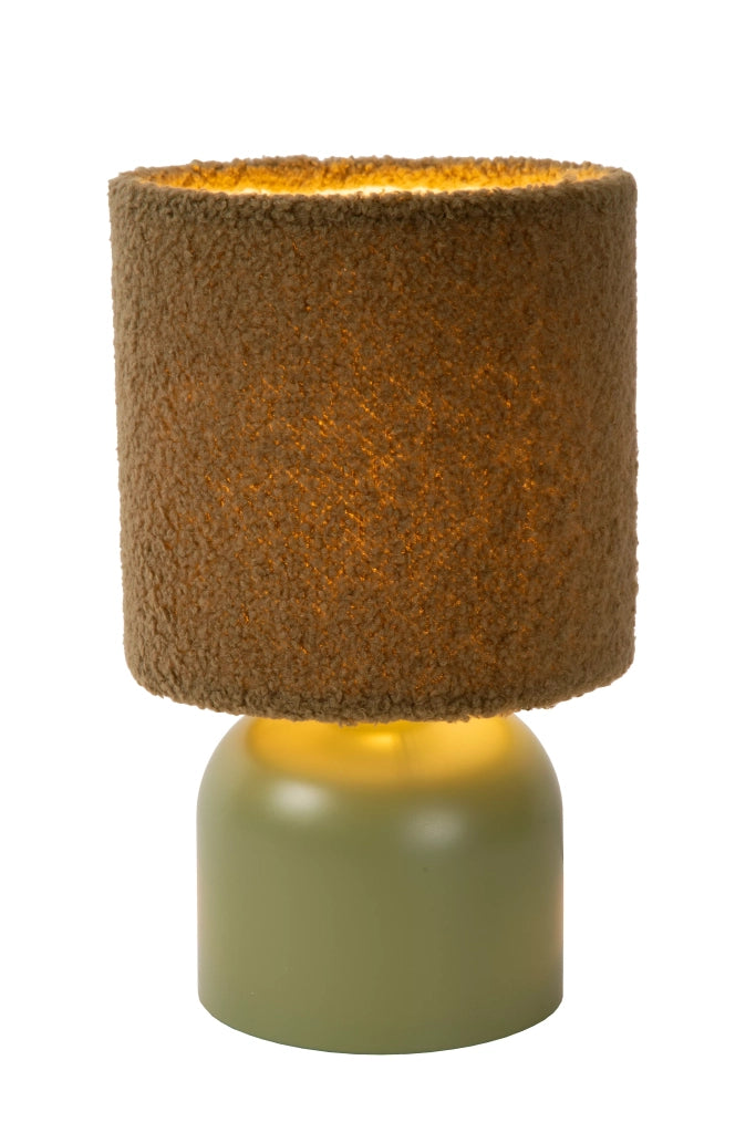 Lampada da tavolo verde/marrone cotone E14 Woolly Lucide