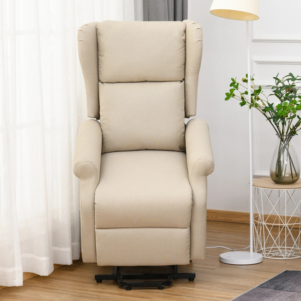 Poltrona reclinabile elettrica con poggiapiedi ¨C zephmum ¨C Lino crema