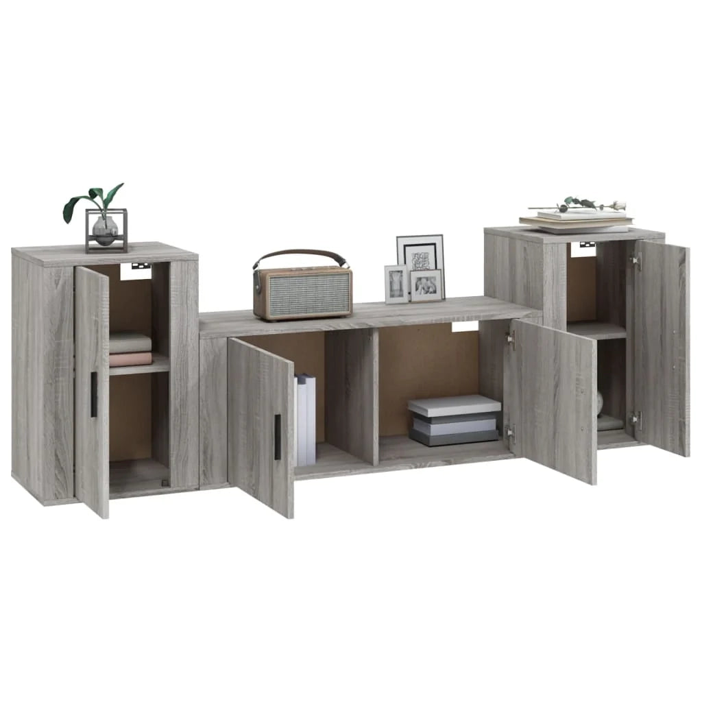 Set di mobili in legno ingegnerizzato Sonoma da 3 pezzi (mobile credenza mobile TV soggiorno camera da letto salotto) - 02_0024636