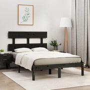 Giroletto-Struttura Letto Nero in Legno Massello 140x190 cm 366147