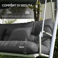 Set 4 Cuscini da Giardino per Schienale e Seduta con Imbottitura, in Poliestere, Grigio Carbone