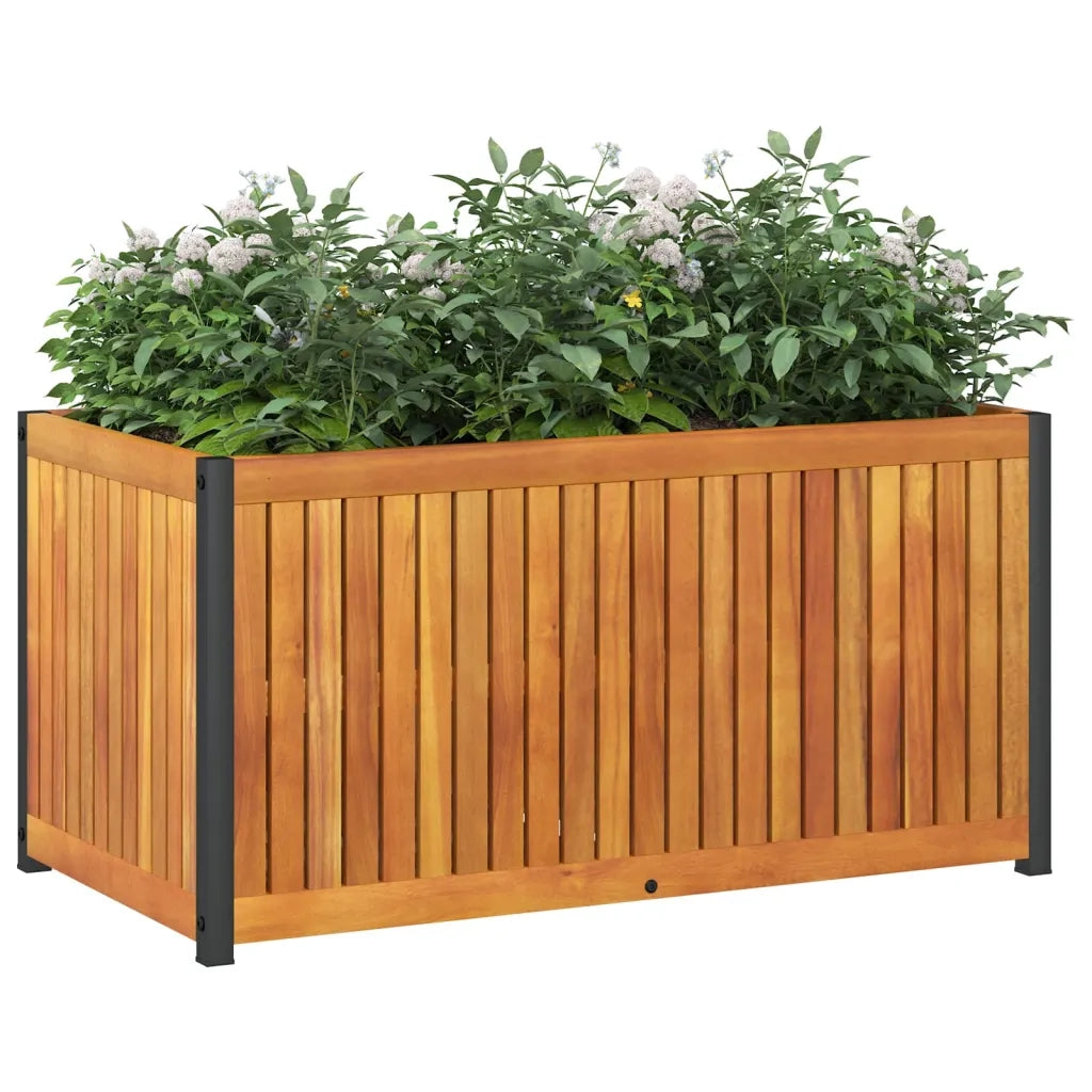 Fioriera | Cassetta per fiori | Vaso da Giardino 85x45x44 cm in Legno Acacia e Acciaio