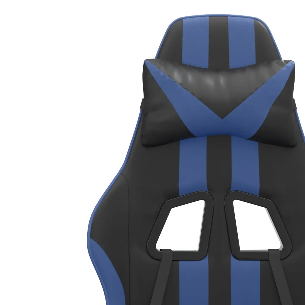 Sedia da Gaming Girevole con Poggiapiedi Nero e Blu Similpelle 349531