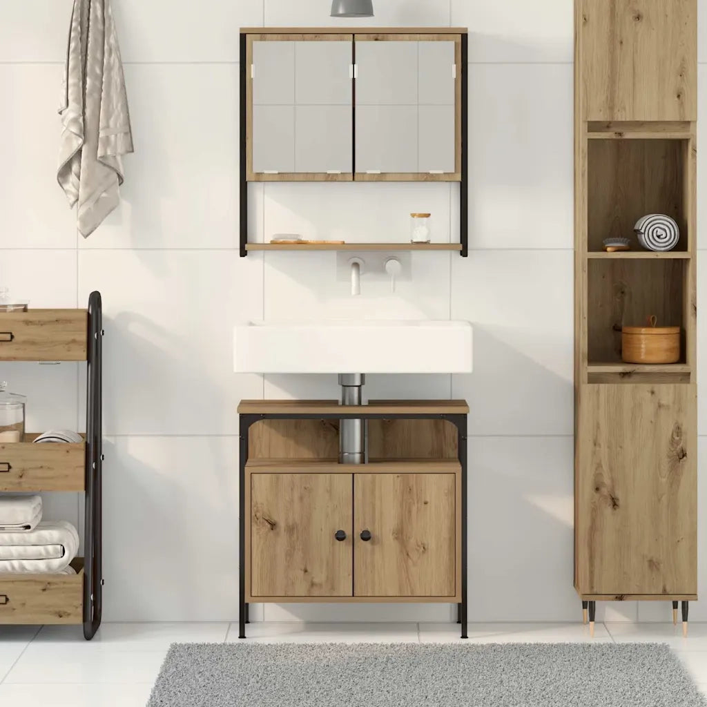 Set di mobili per il bagno 2 pcs Marrone Legno multistrato 3334320