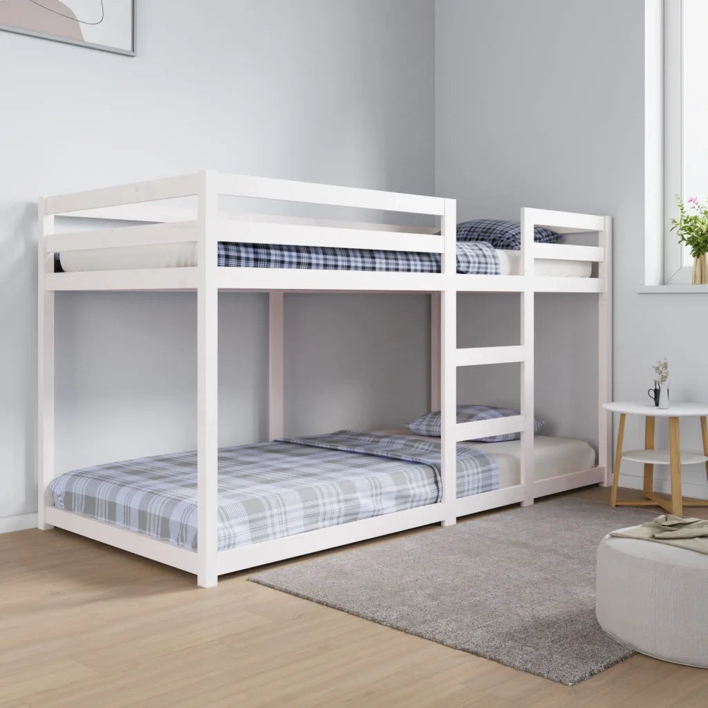 Letto a Castello Bianco 90x200 cm in Legno Massello di Pino 3206505