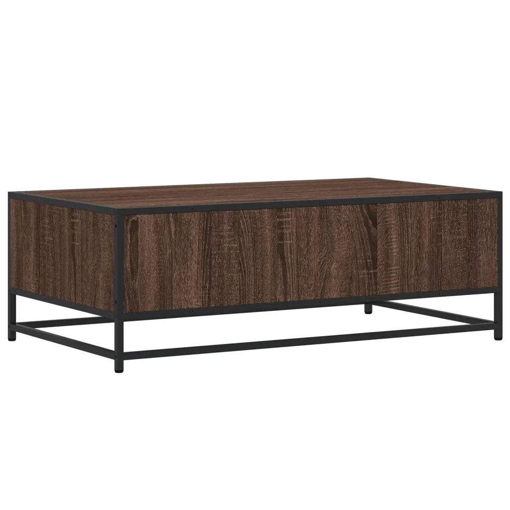 Tavolino-Tavolino da soggiorno-Tavolo Rovere Marrone 100x57x35 cm Legno Multistrato Metallo