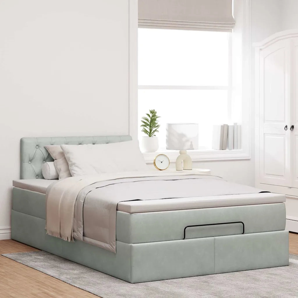 Pouf Letto con Materasso e LED Grigio Chiaro 120x190cm Velluto 3312680