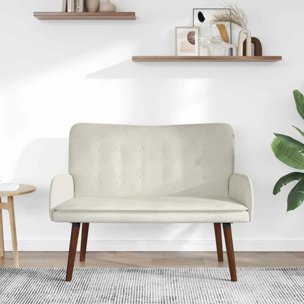 Sofa a Due Posti Crema 115 x 61 x 87 cm Velluto