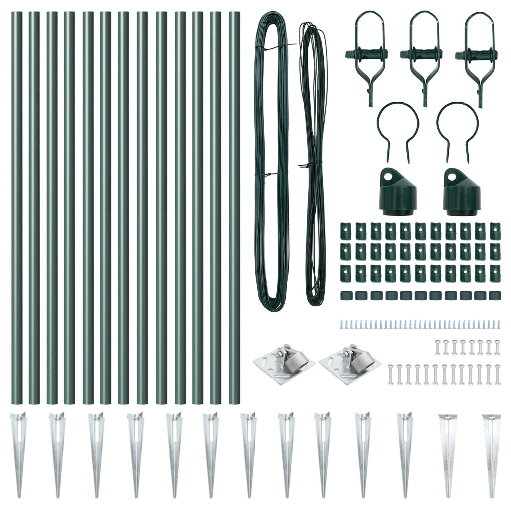 Pali di Recinzione con Punta 13 pz Ã˜32 mm 80 cm in Acciaio Zincato