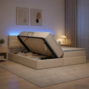 Letto con contenitore LED e materasso Crema 200 x 200 cm 3459346