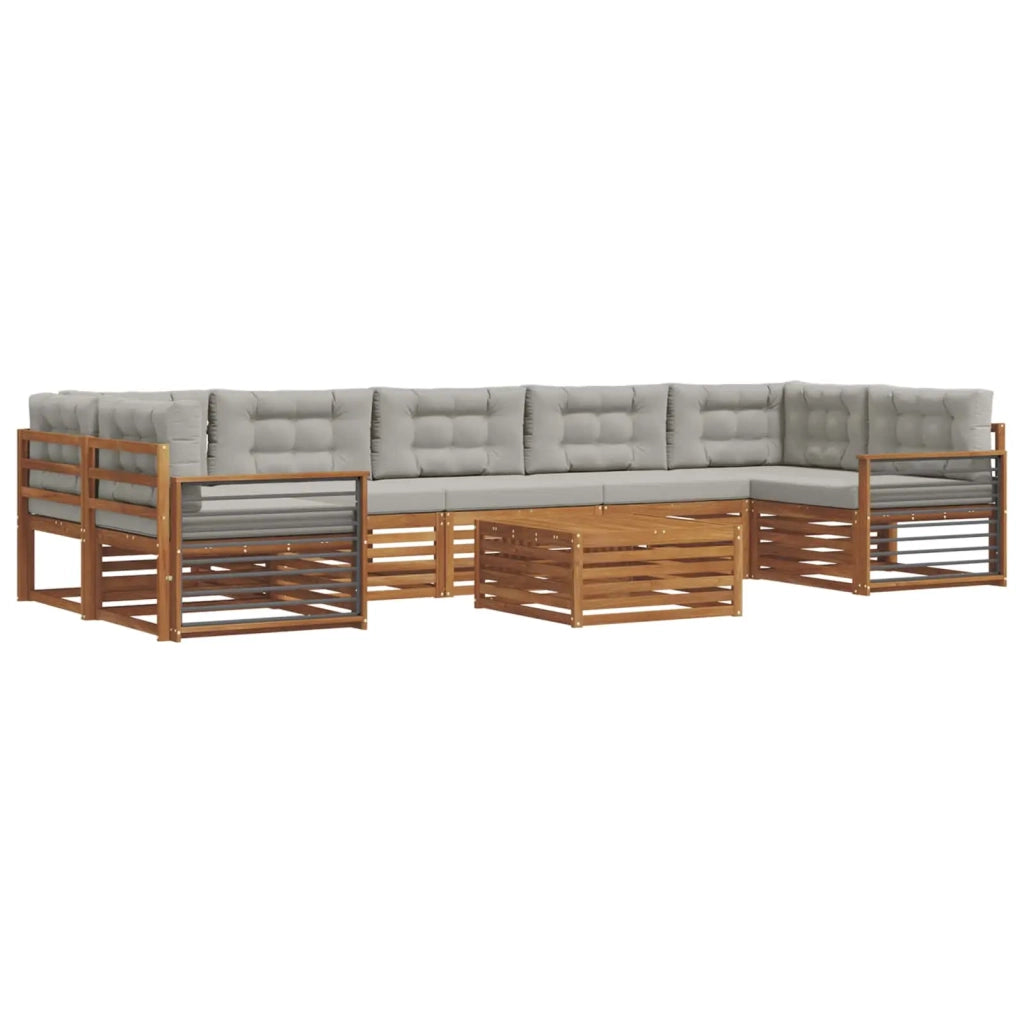 Set di divani da esterno 8 pcs Grigio Naturale e Chiaro 3373191