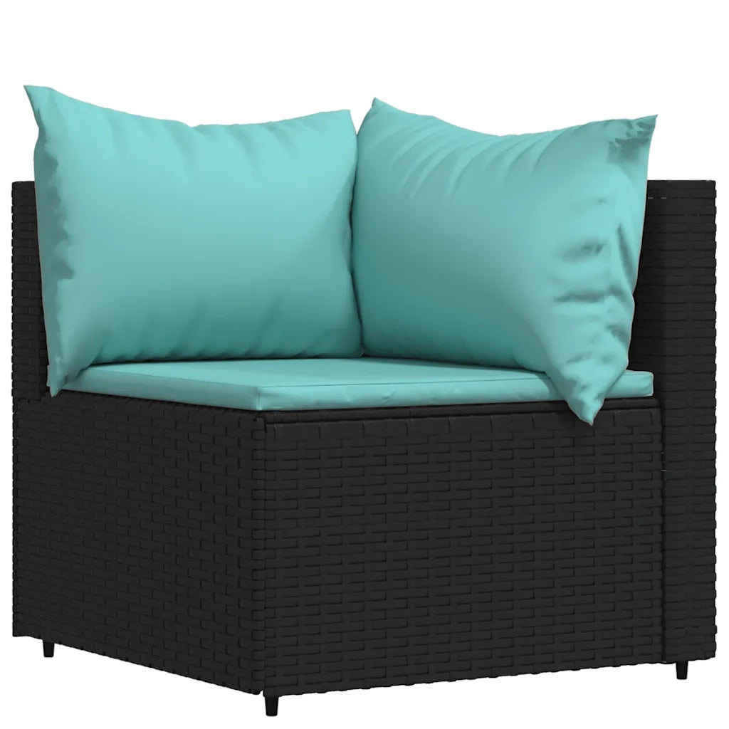 Set Divani da Giardino 3 pz con Cuscini Nero in Polyrattan 319796
