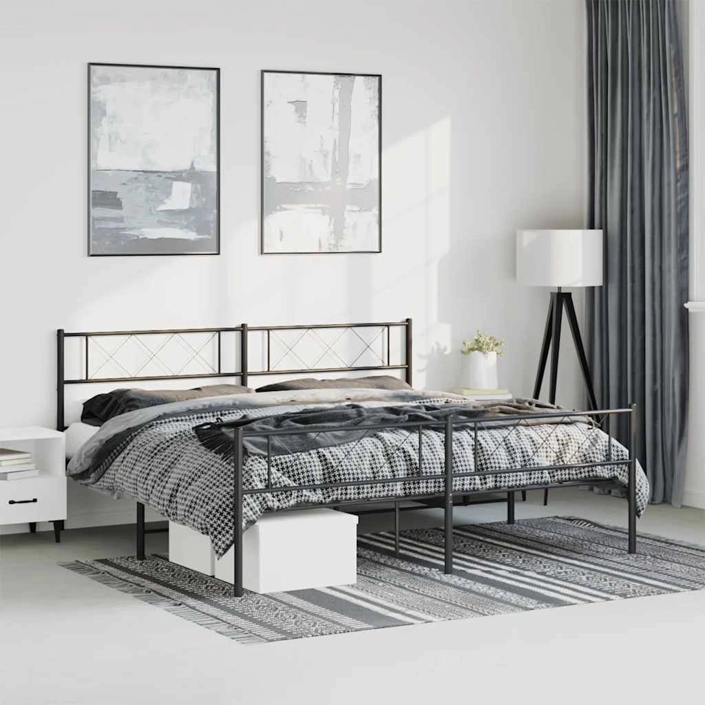 Giroletto con Testiera e Pediera Metallo Nero 193x203 cmcod mxl 82578