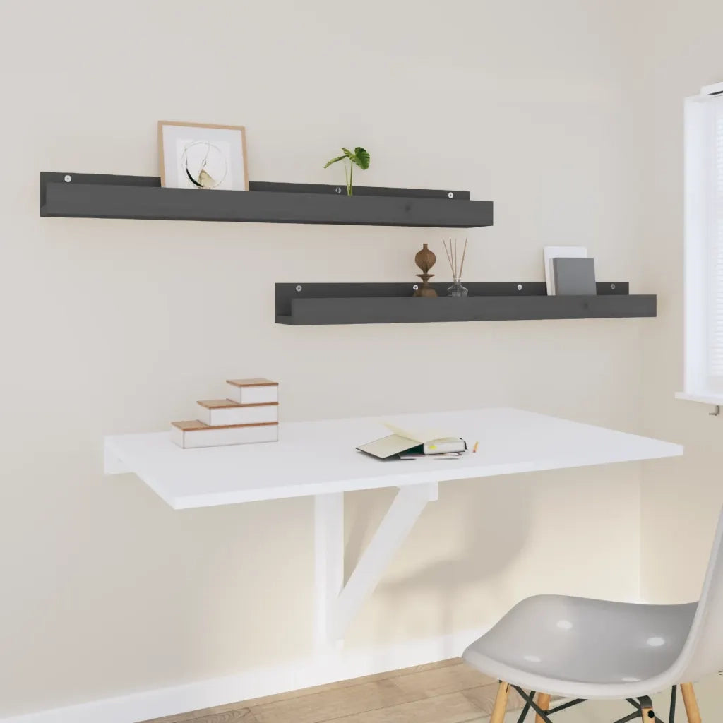 Mensole da Parete 2 pz Grigio 110x12x9cm Legno Massello di Pino cod mxl 32790
