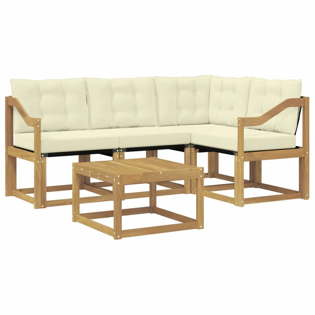Set di divani da esterno con cuscino 5 pcs Bianco e Crema 3389460