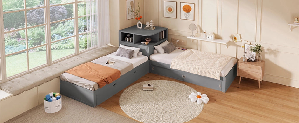 letto a piattaforma in pino grigio 90 x 200 cm