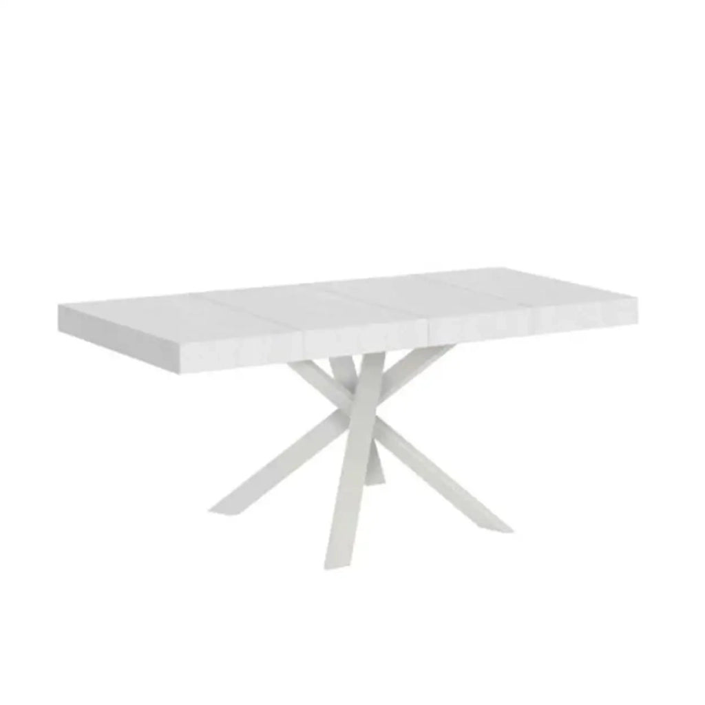 Tavolo allungabile 90/194x90 cm Clerk Premium colore bianco frassino gambe bianche