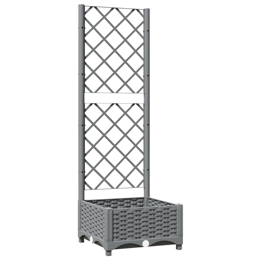 Fioriera da Giardino e Graticcio-Vaso da Esterno-Vaso con Griglia Grigio Chiaro 40x40x121,5cm PP