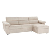 Ceto, Divano Fisso con Penisola Sfoderabile Made in Italy, 285x160 cm Beige
