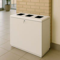 Mobile per Raccolta Differenziata 3 Scomparti con Apertura Frontale 120x40x90 cm in Acciaio Beige