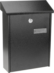 Borsa postale metallica per lettere e pacchi in colore nero, dimensioni 235 x 75 x 315 mm