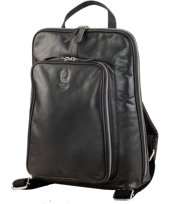 Borsa in Pelle di Alta Qualità con Molte Tasche per Laptop 14 pollici | Borsa da Ufficio in Pelle Nera con Design Elegante