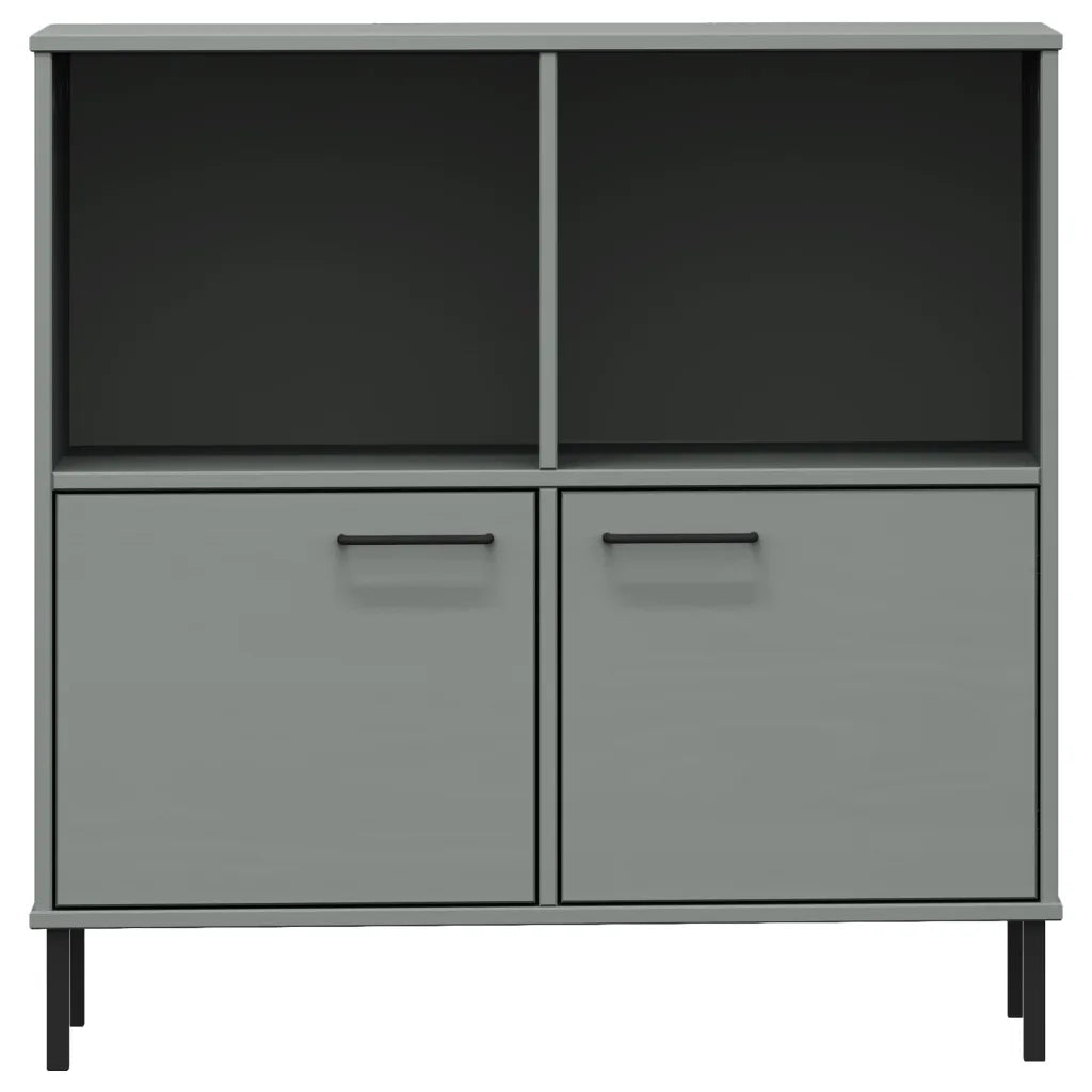 Libreria Gambe Metallo Grigio 90x35x90,5 cm Legno Massello OSLO