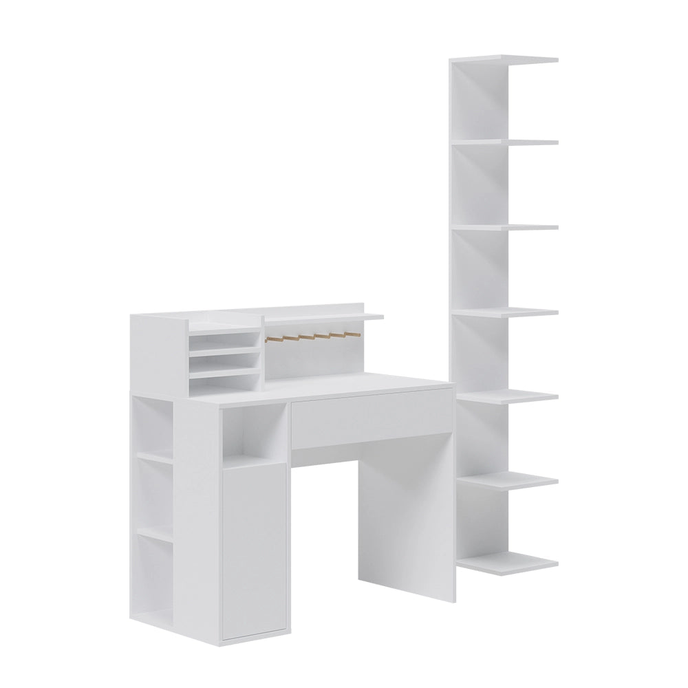 Vicco Scrivania Bianco 2 parti, con libreria