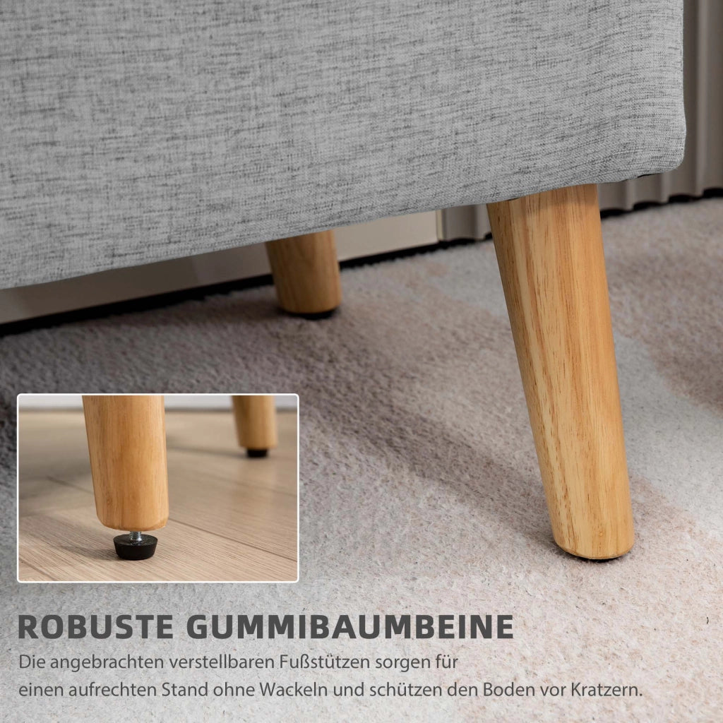 Panca contenitore imbottita con vano portaoggetti e seduta morbida in poliestere grigio 110 × 39 × 45 cm