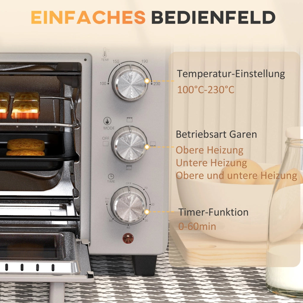 Mini forno elettrico 21L ¨C Xylo ¨C 3 modalit¨¤ cottura, 100-230¡ãC, acciaio inox