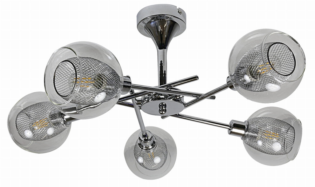 Lampadario Ozzo Candellux 5xE14 cromato vetro trasparente