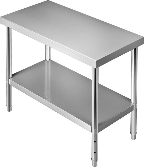Tavolo da Cucina in Acciaio Inox 122 x 46 x 86 cm Tavolo da Cucina in Acciaio Inox