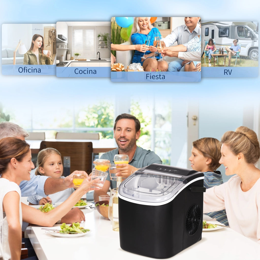 Macchina per Ghiaccio ¨C Xylo ¨C 12 kg/24h, 9 Cubetti in 6-12 min, Serbatoio 1,3L, Nero