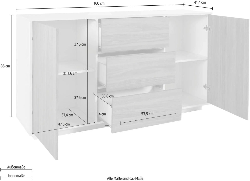 Credenza design moderno mobile soggiorno 160cm buffet Carat Report