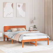 Struttura letto con testiera marrone cerato 120x190 cm legno massello di pino