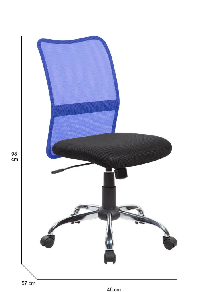 Sedia da ufficio Maysak, Sedia operativa a rete, Seduta ergonomica da ufficio, 57x46h90/100 cm, Nero e Blu