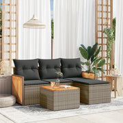 Set Divano da Giardino 5 pz con Cuscini-Sofa da Giardino-Divanetto da esterno Grigio in Polyrattan 655887