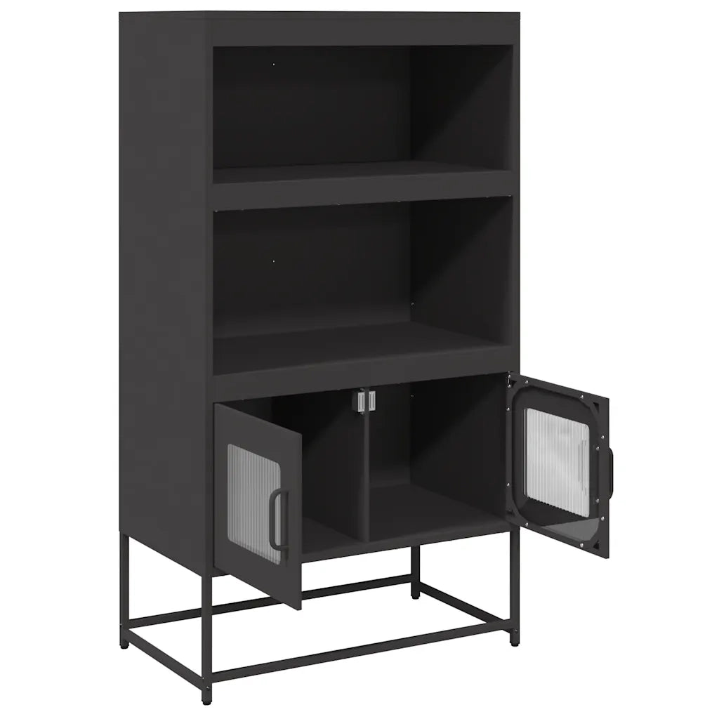 Credenza-Buffet-Armadio da cucina Nera 68x39x123 cm in Acciaio 233126