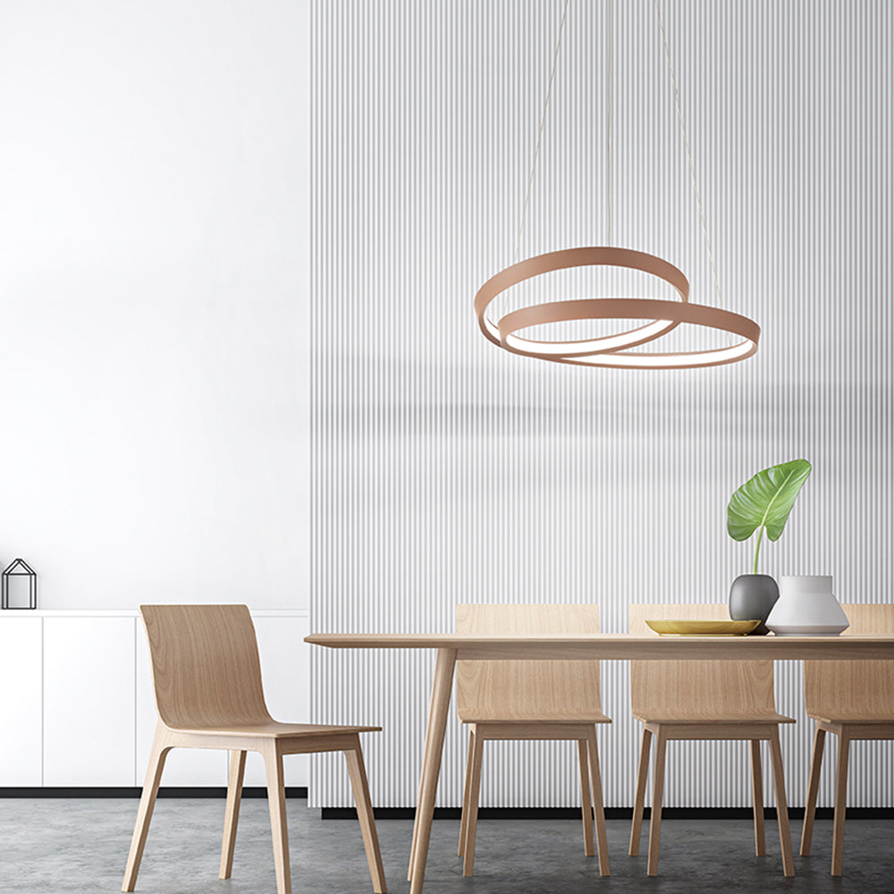 Sospensione Moderna Ritmo Metallo Marrone Cannella Acrilico Led 70W 3000K