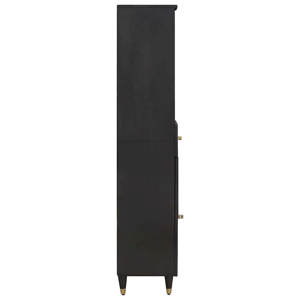 Mobiletto da bagno moderno con cassetto 38 x 33 x 160 cm design elegante e raffinato in legno di mango nero 02_0057897