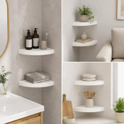 Corner Floating Shelves, 2 Pieces, White, 25x25x3.8 Cm, MDF