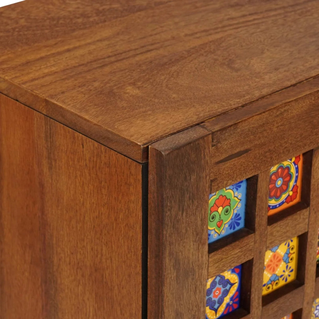 Credenza con porta Noce 60 x 33 x 75 cm Legno di mango massello