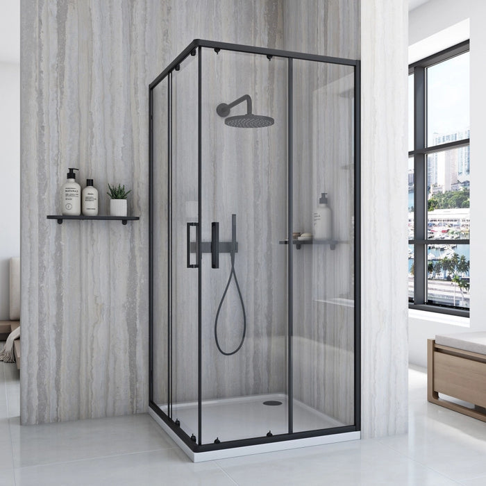 Cabina Doccia Rea City 90x90 Black senza piatto doccia